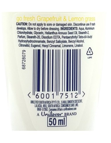Dove Deodorante Roll-on 50ml - Go Fresh 48h - Grapefruit & Lemongrass